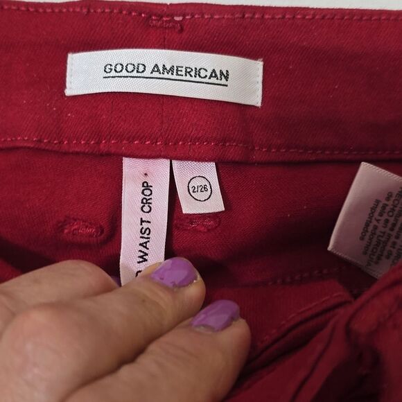 GOOD AMERICAN RED WAXED JEANS SIZE 2/26 - Picture 4 of 9